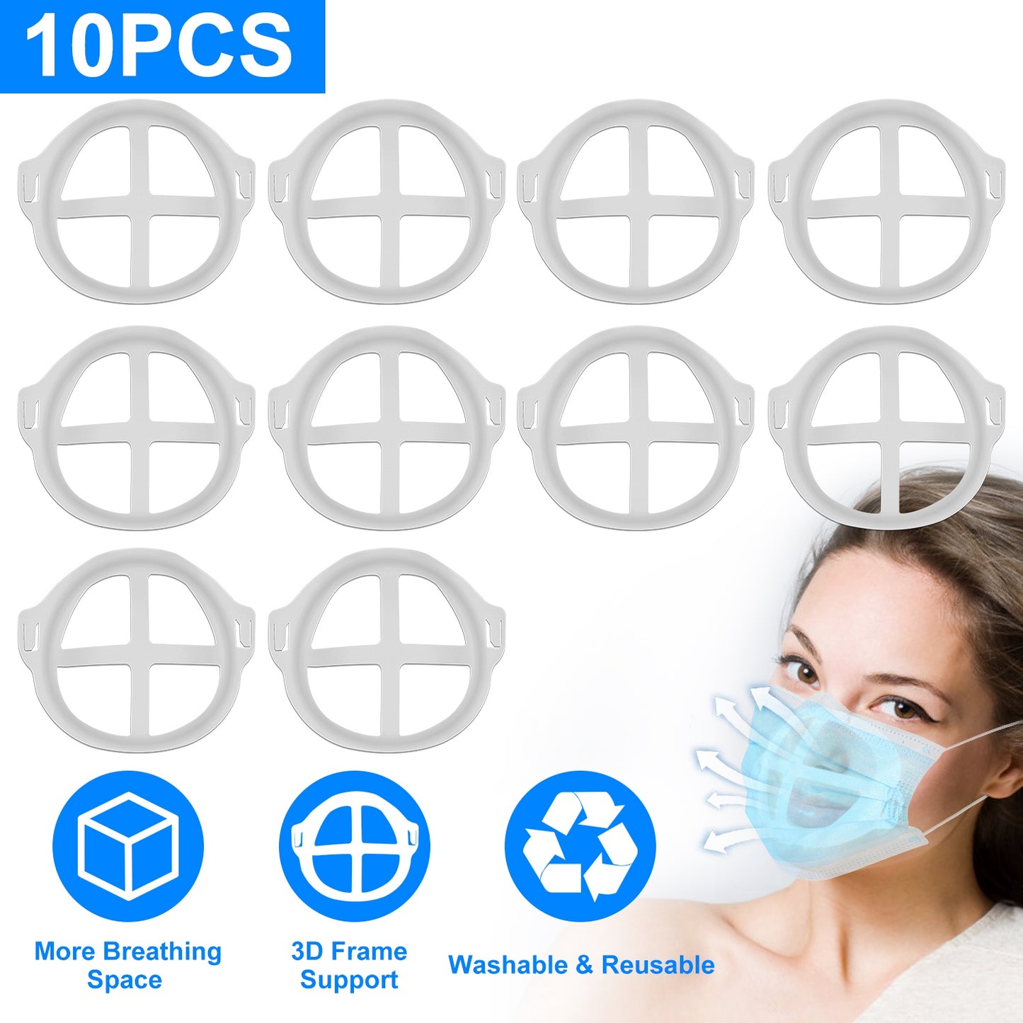 10Pcs 3D Comfortable Breathing Mouth Mask