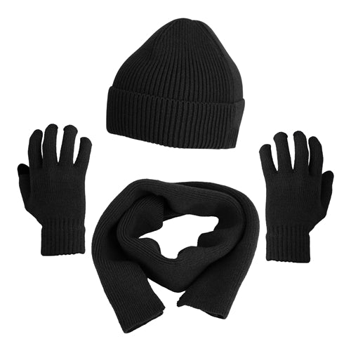 3Pcs Winter Warm Beanie and Touch Screen Gloves