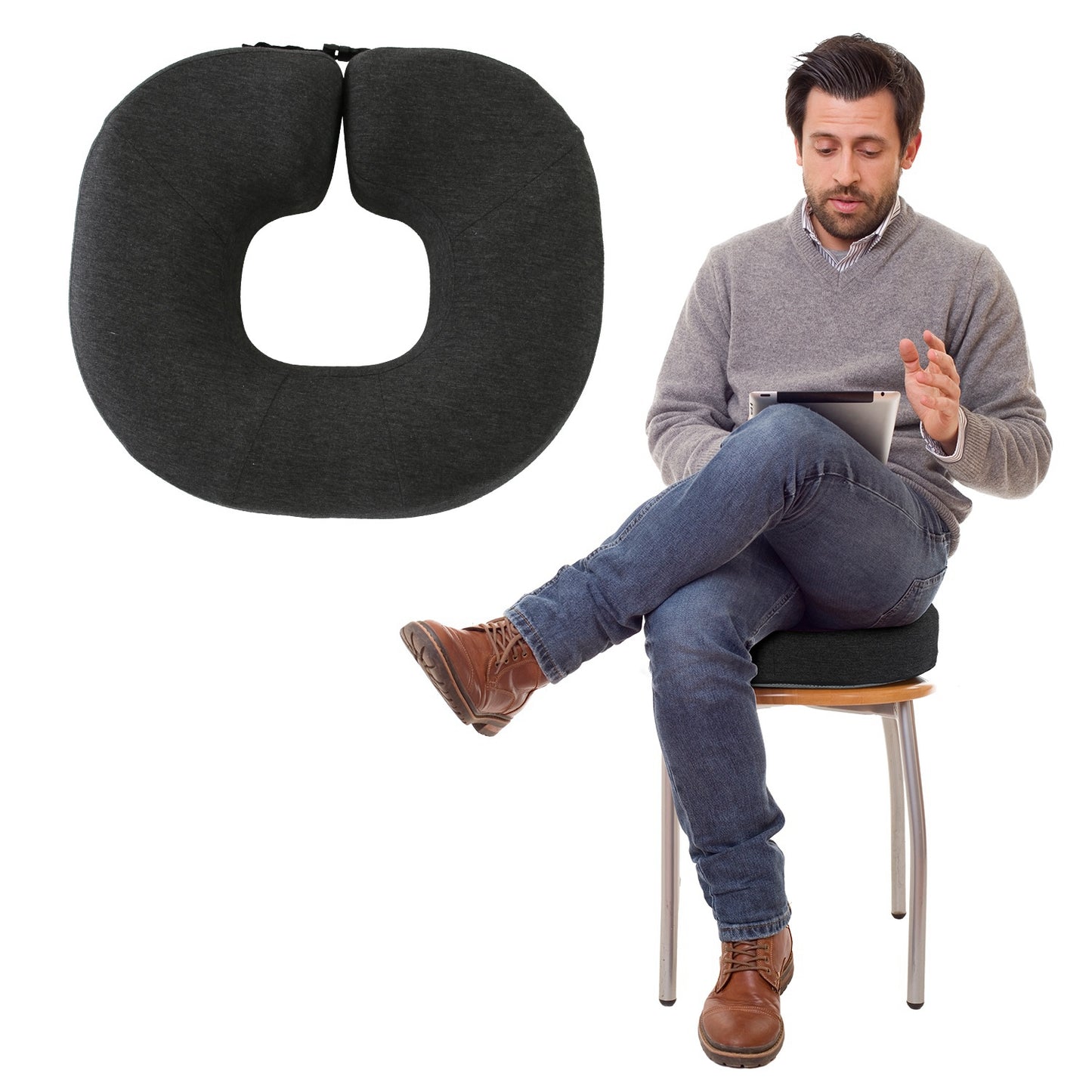 Donut Pillow Seat Cushion Memory Foam Donut Chair Cushions Ergonomic Seat Cushion Pad for Coccyx Prostate Sciatica Pelvic Floor Pressure Sores Office