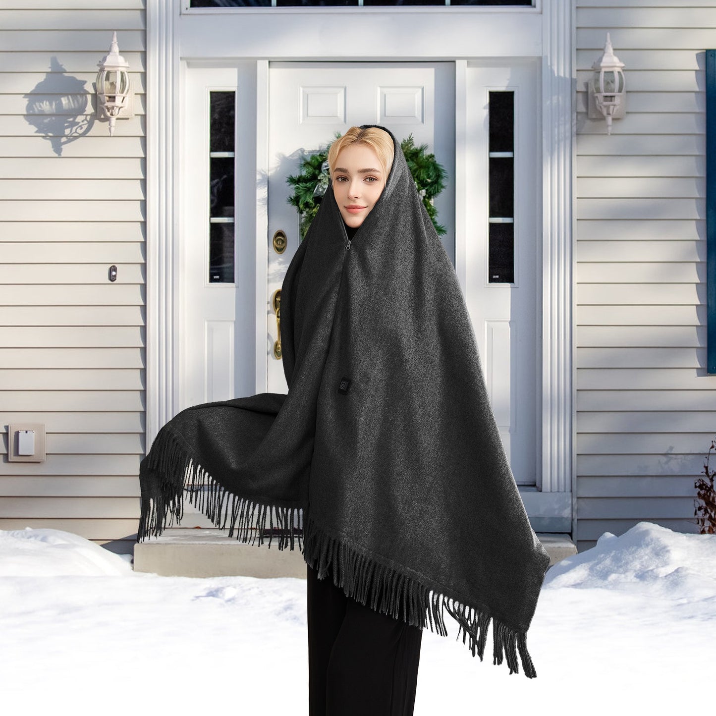 USB Heated Shawl with 3 Temperature Levels and Zipper