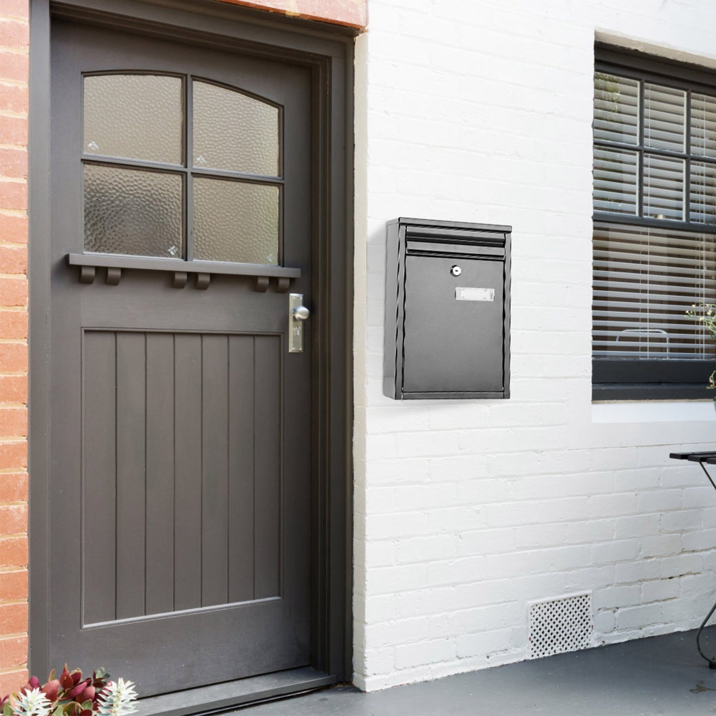 Wall Mount Mailbox with Lock - Galvanized Iron Secure Letter Box