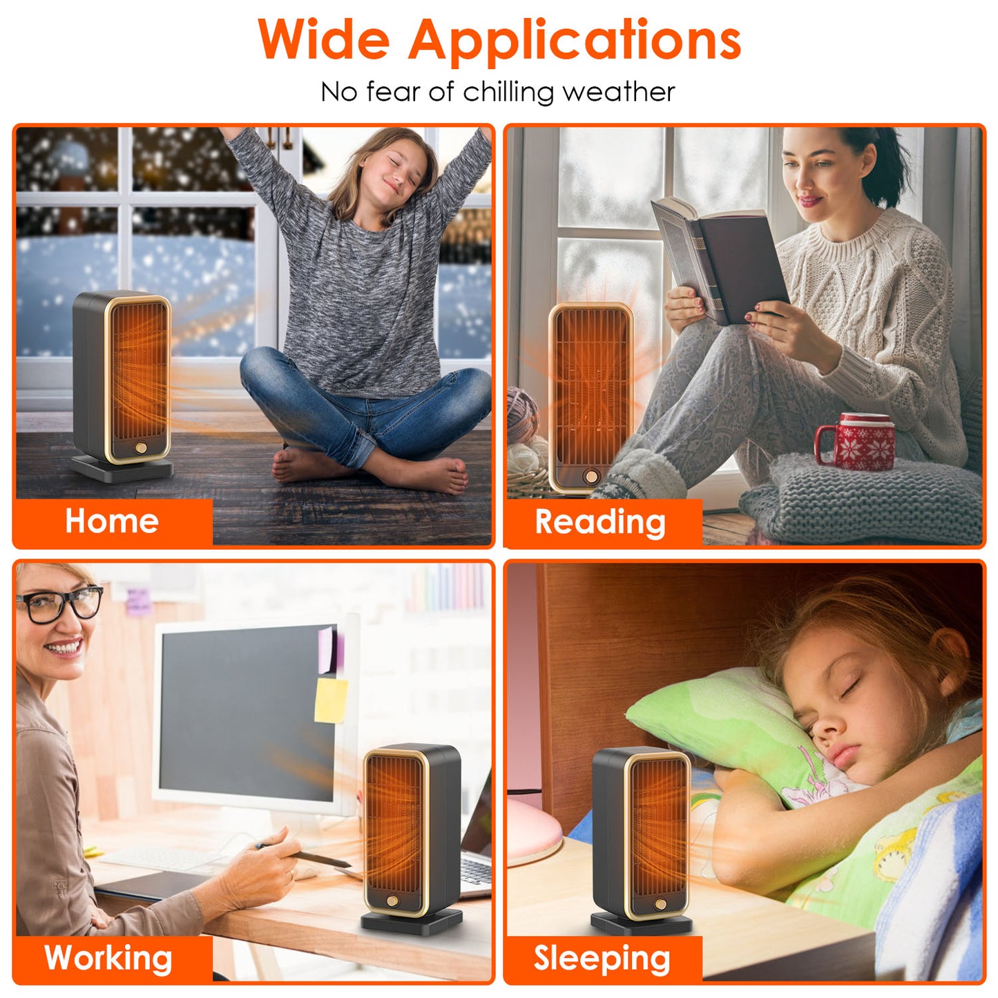 500W Portable Ceramic Space Heater with Tip-Over Protection