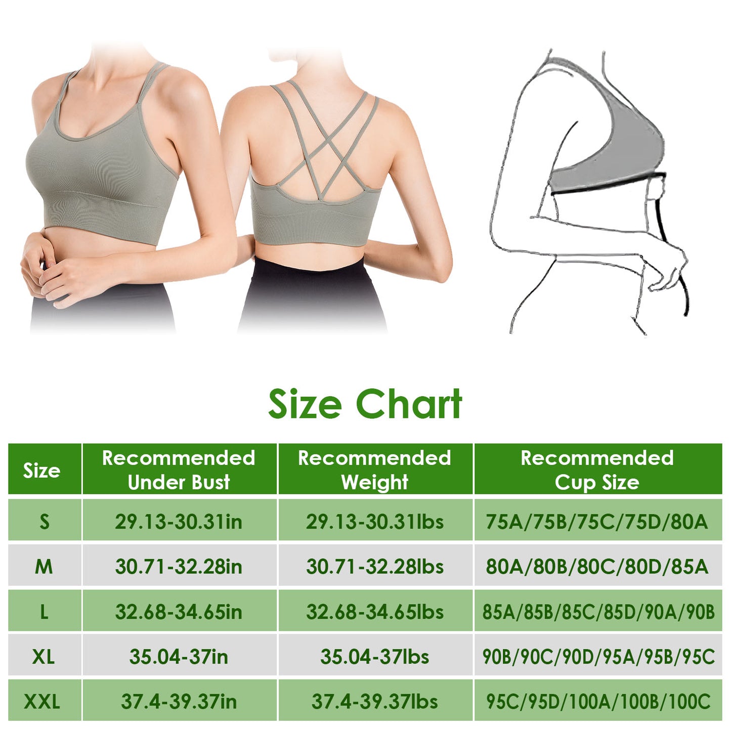 3-Pack Cross Back Strappy Fitness Sports Bra