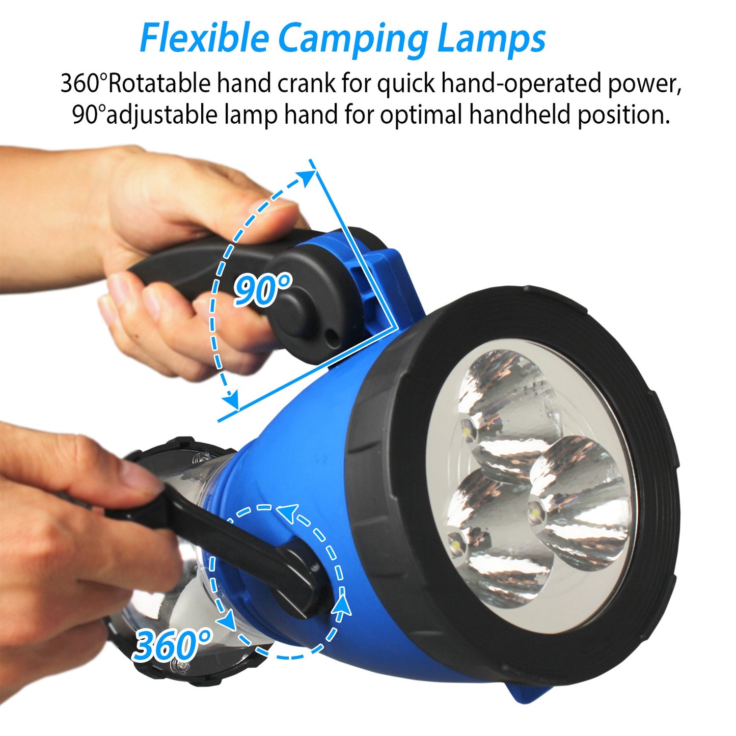 Hand Crank Camping Lantern with Spotlight & Car Charger