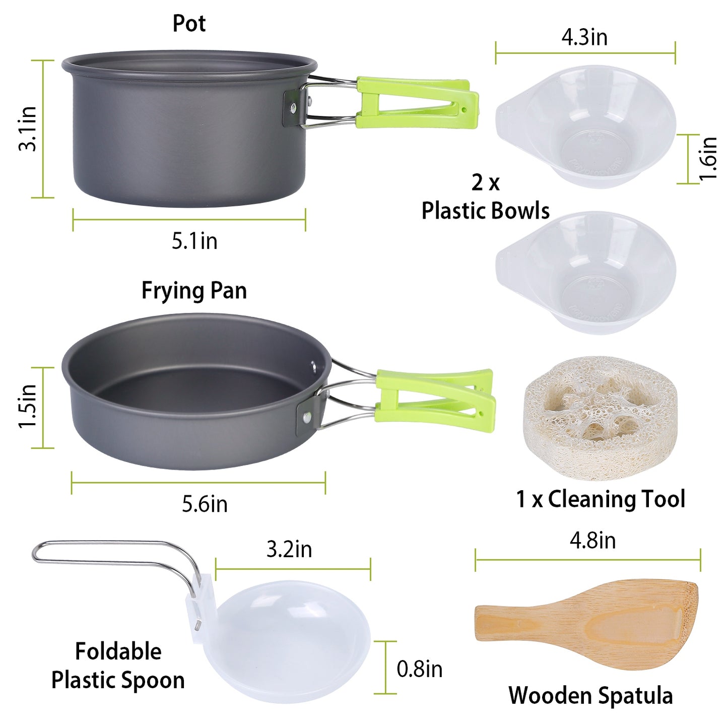 Camping Cookware Set 9-Piece Aluminum Pot Pan Kit for Hiking