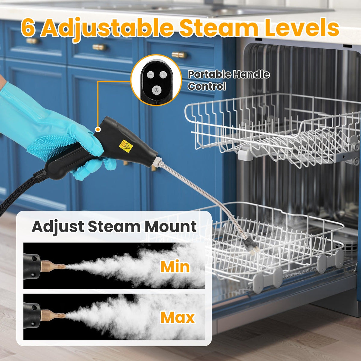 1500W Handheld Steamer – Digital High-Pressure Cleaner with 8 Accessories
