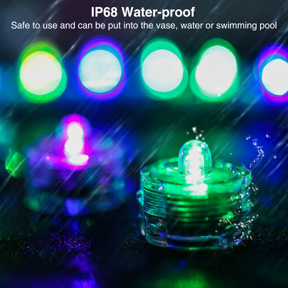 Submersible LED Tea Lights - Waterproof Battery Operated (3-Pack)