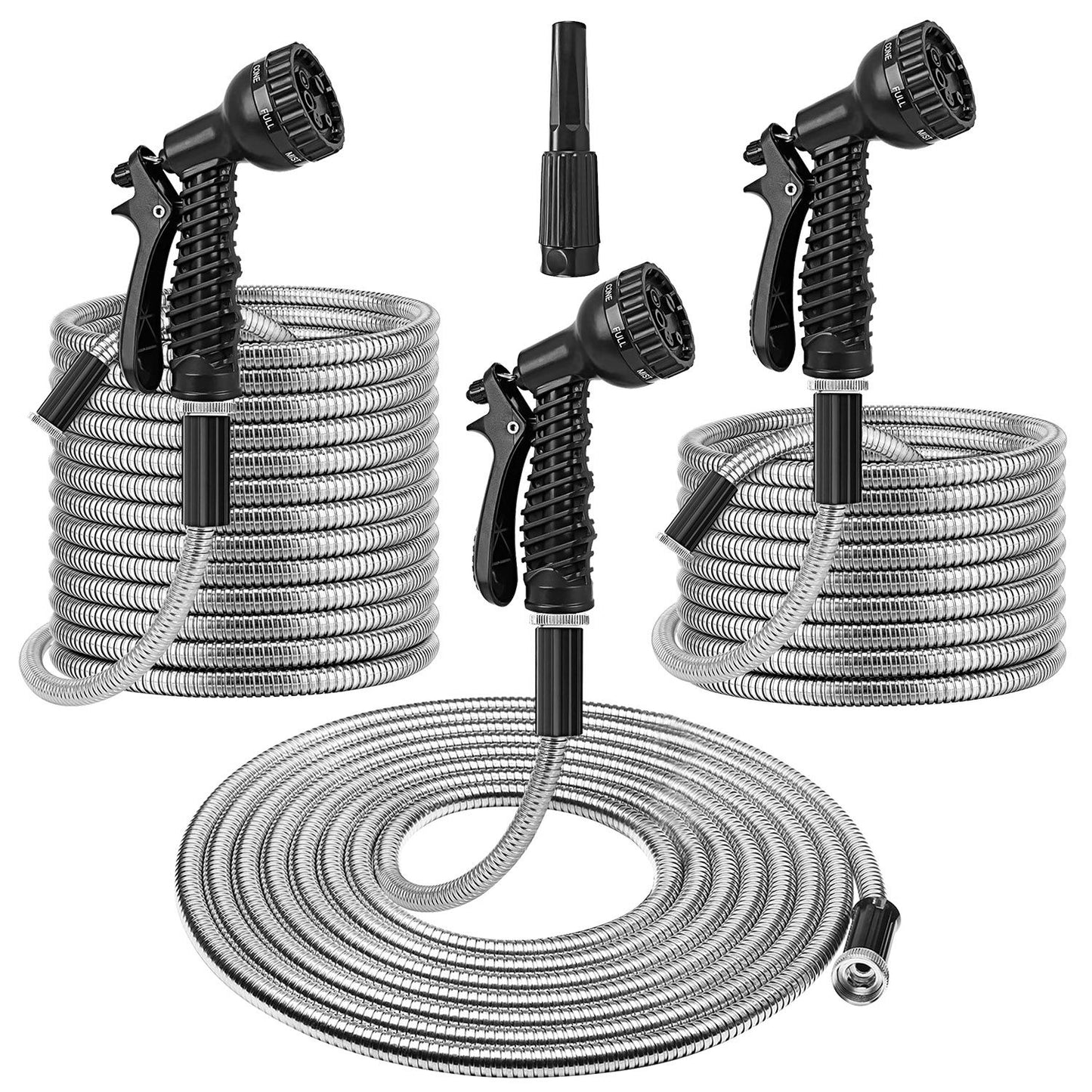 Stainless Steel Garden Hose with Dual Spray Nozzles