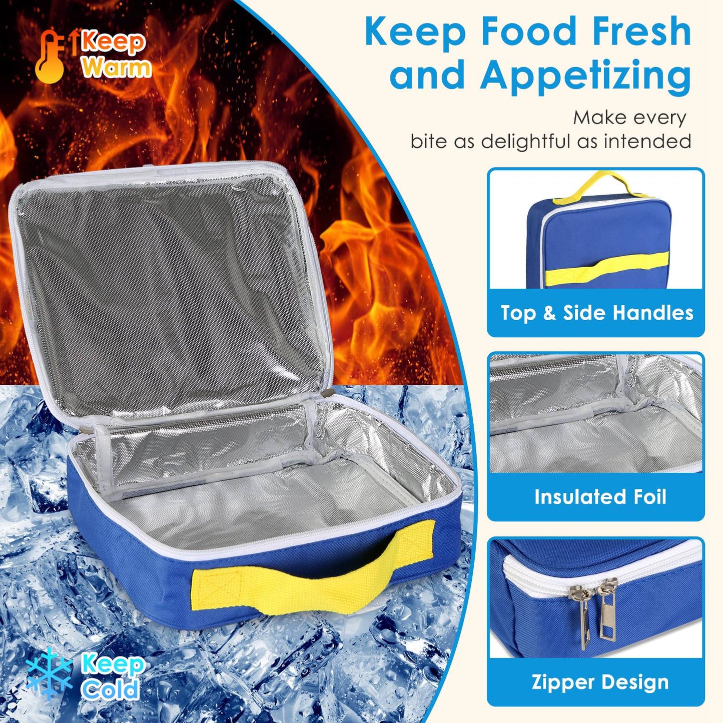 Kids Insulated Lunch Box with 2 Compartments & Utensils