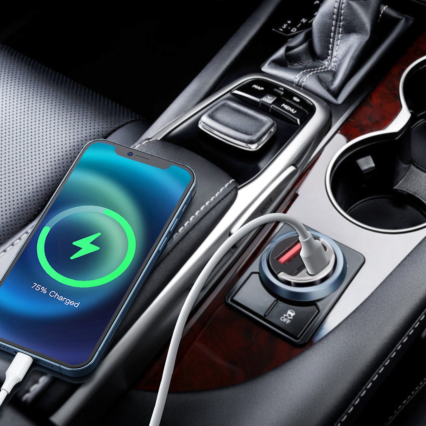 Dual Port USB-C Car Charger 100W Fast Charging Adapter