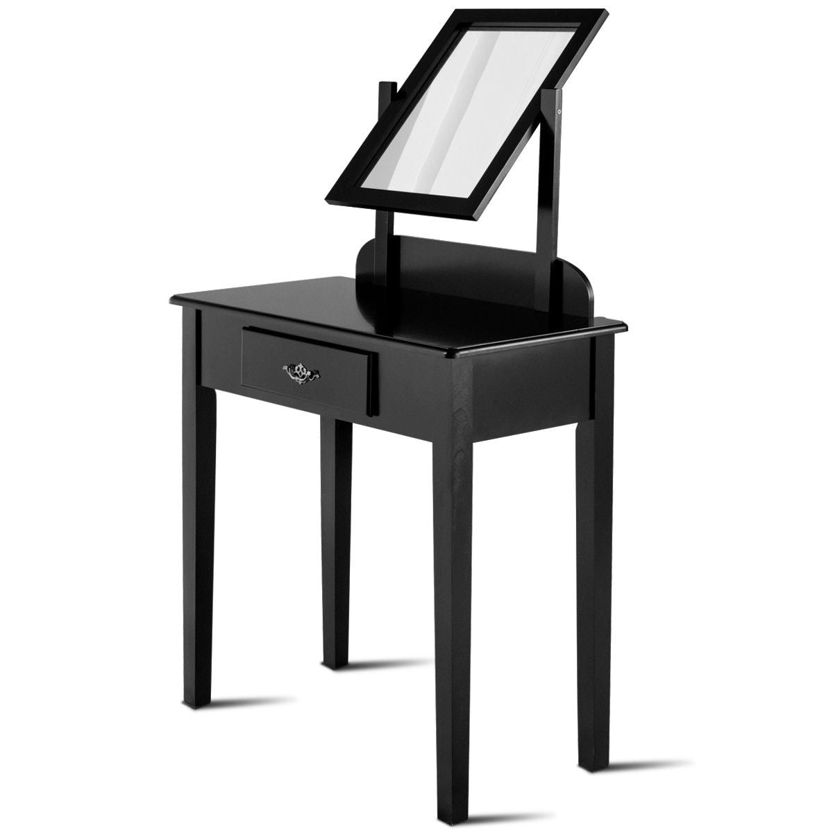 Vanity Dressing Table Set with Large Square Mirror and Stool