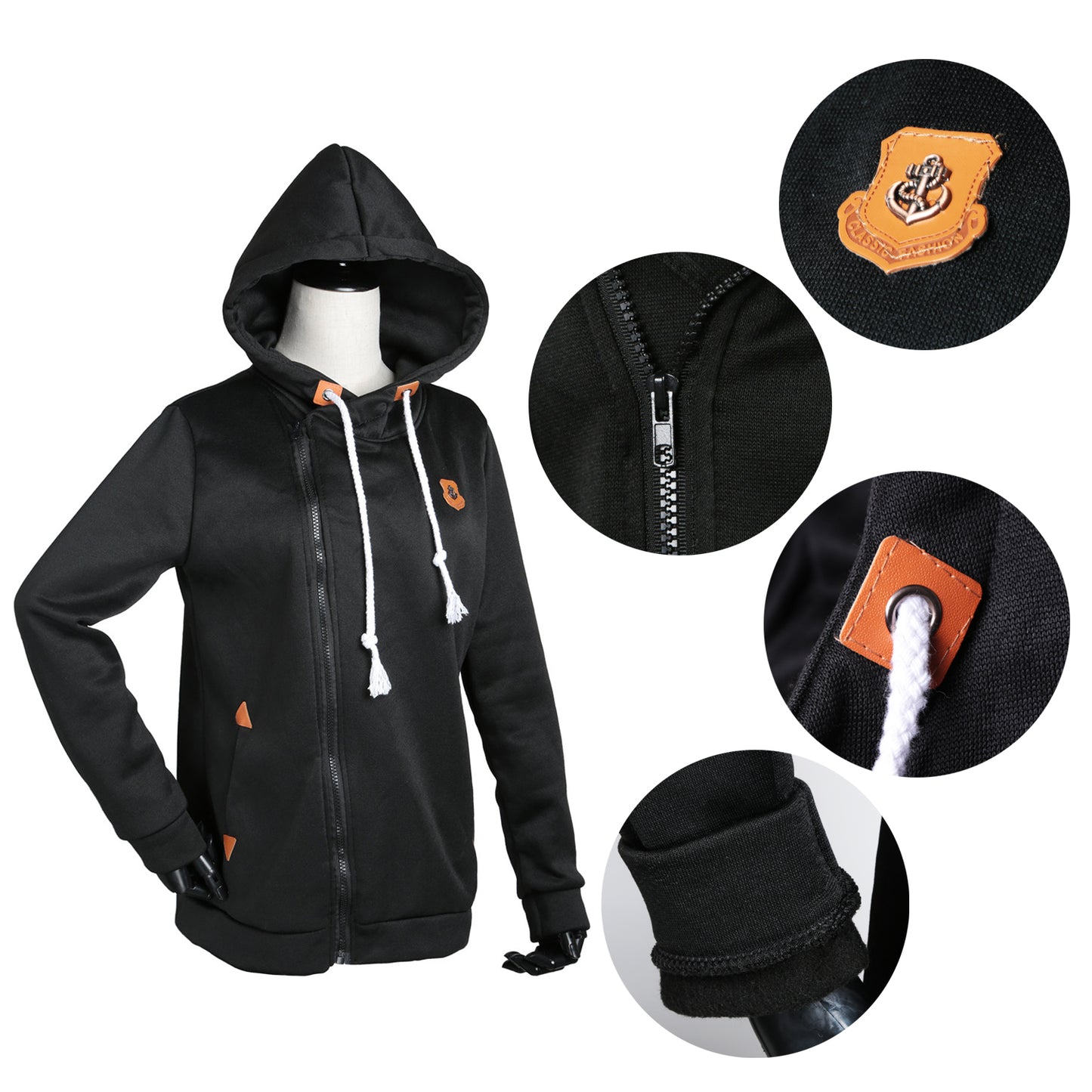 Women's Full Zip-up Hoodie Sweatshirt