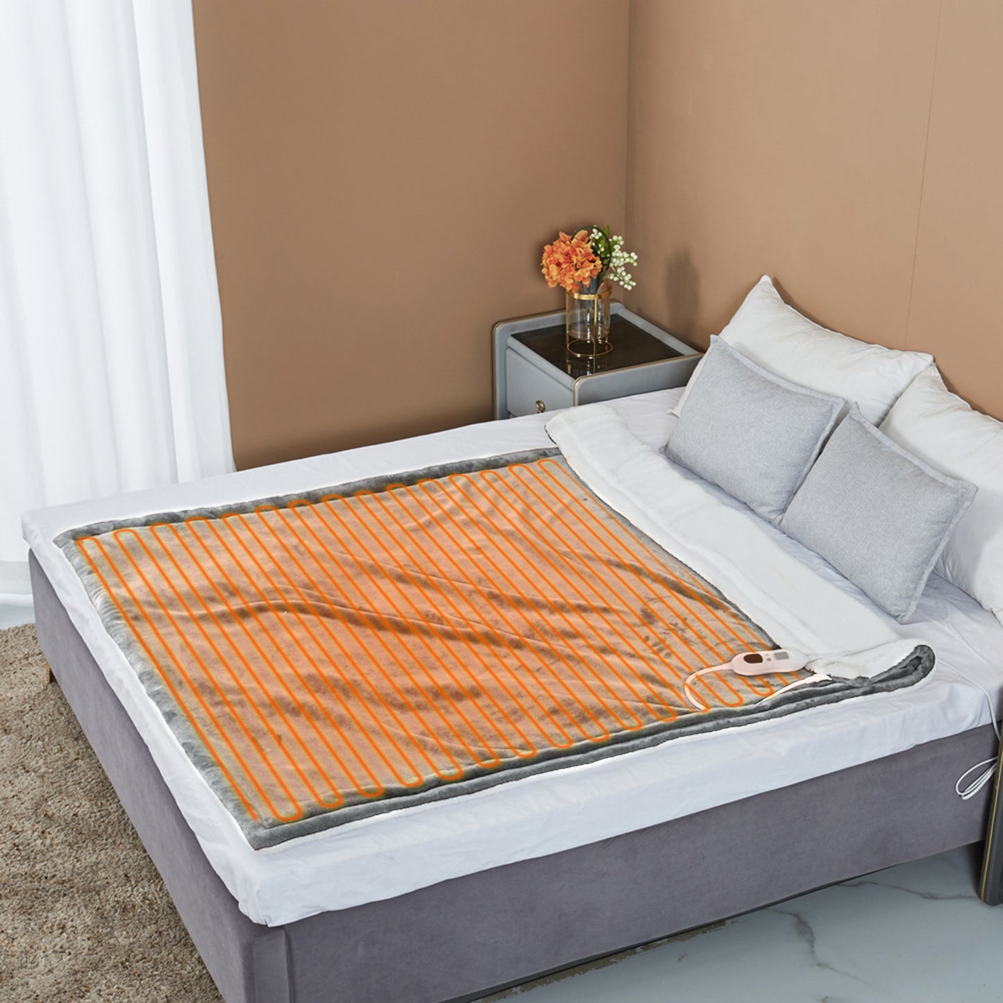 Electric Heated Throw Blanket with 6 Heat Settings, 59x50in