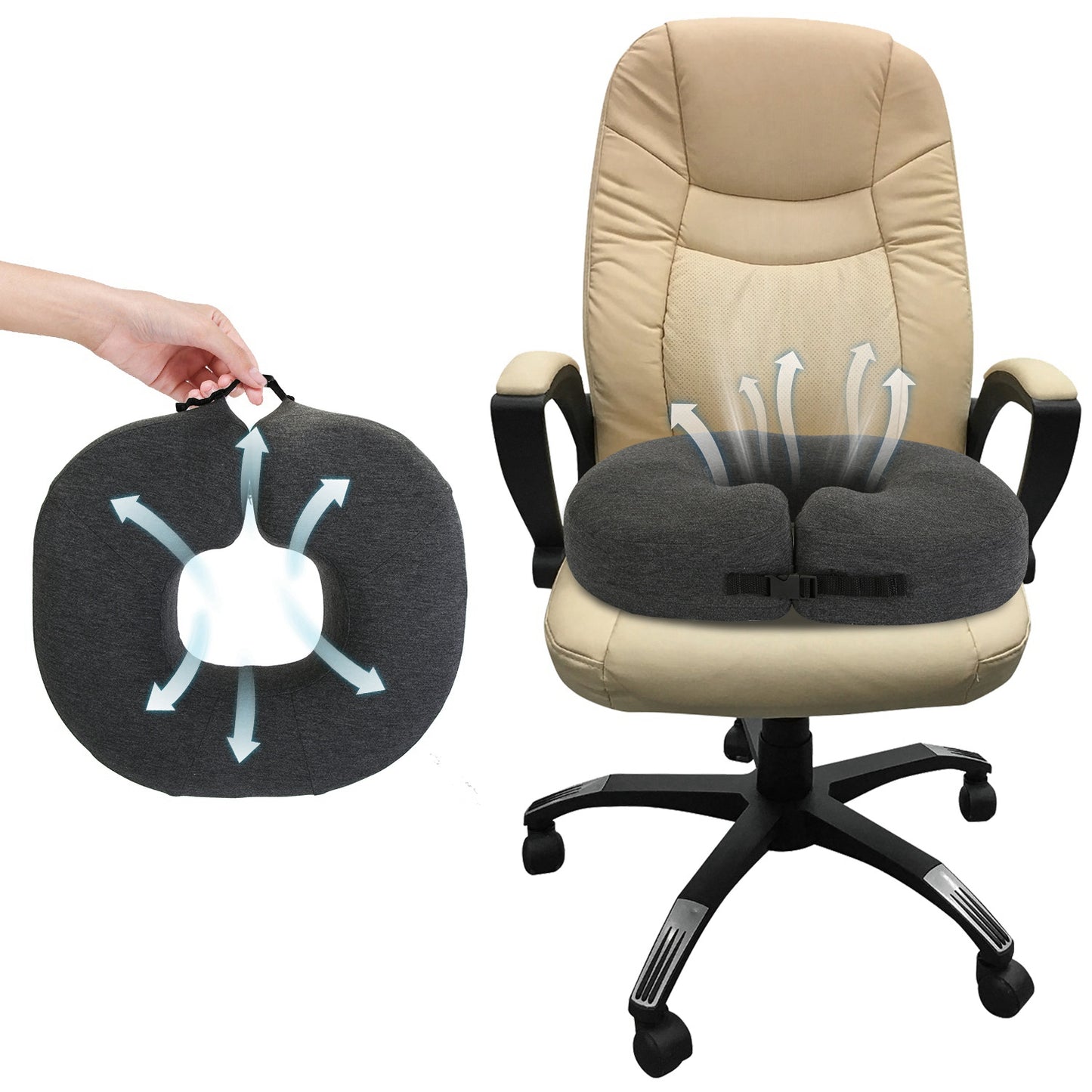 Donut Pillow Seat Cushion Memory Foam Donut Chair Cushions Ergonomic Seat Cushion Pad for Coccyx Prostate Sciatica Pelvic Floor Pressure Sores Office