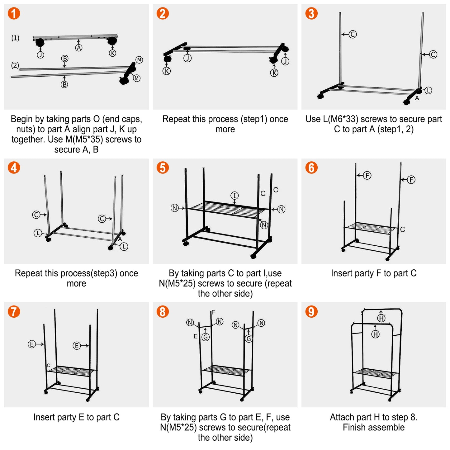 Rolling Garment Rack with Shoe Shelf and Dual Hanging Rails