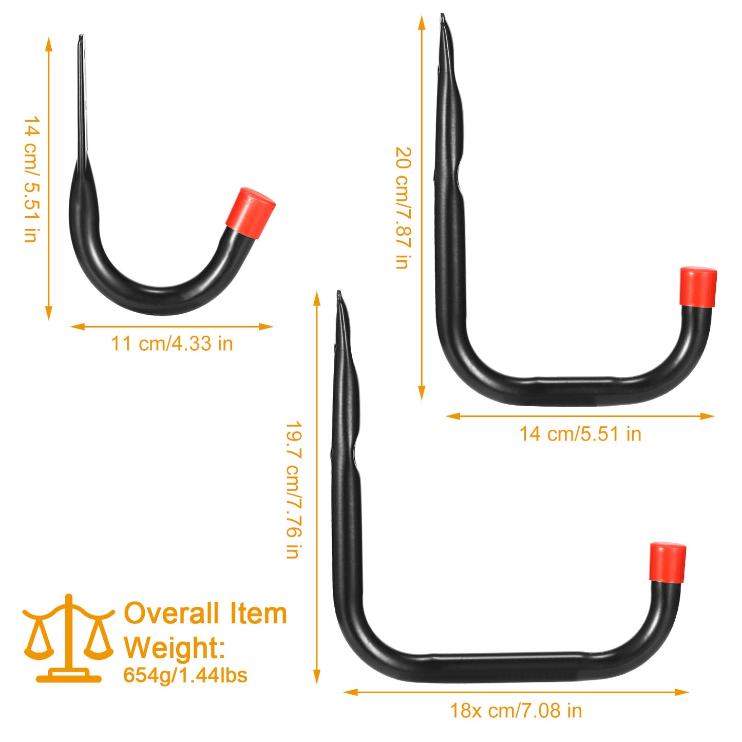 Heavy Duty Wall Storage Hooks - 6 Pack with 22lb Capacity