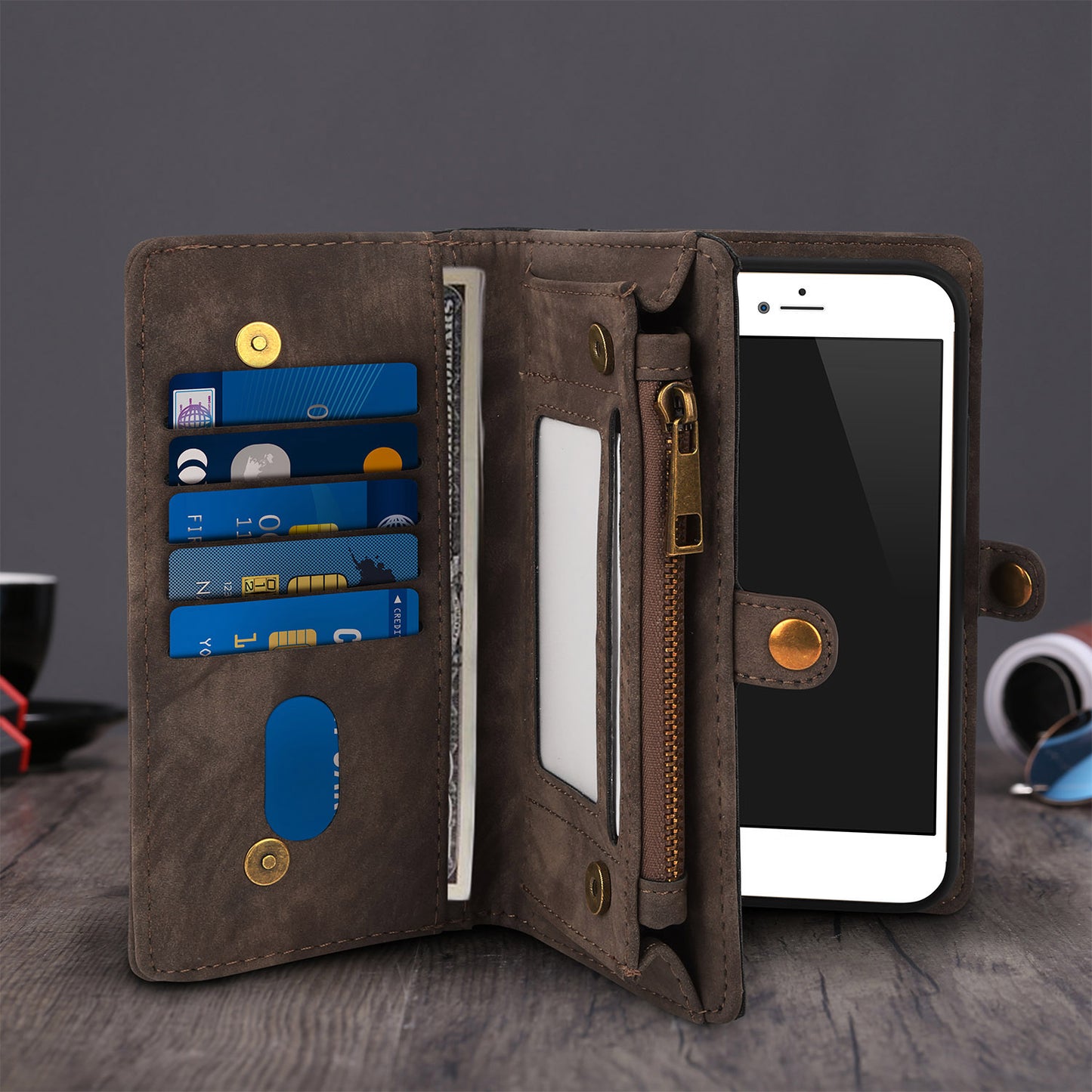 iPhone 6s Plus Wallet Case with Detachable Magnetic Cover