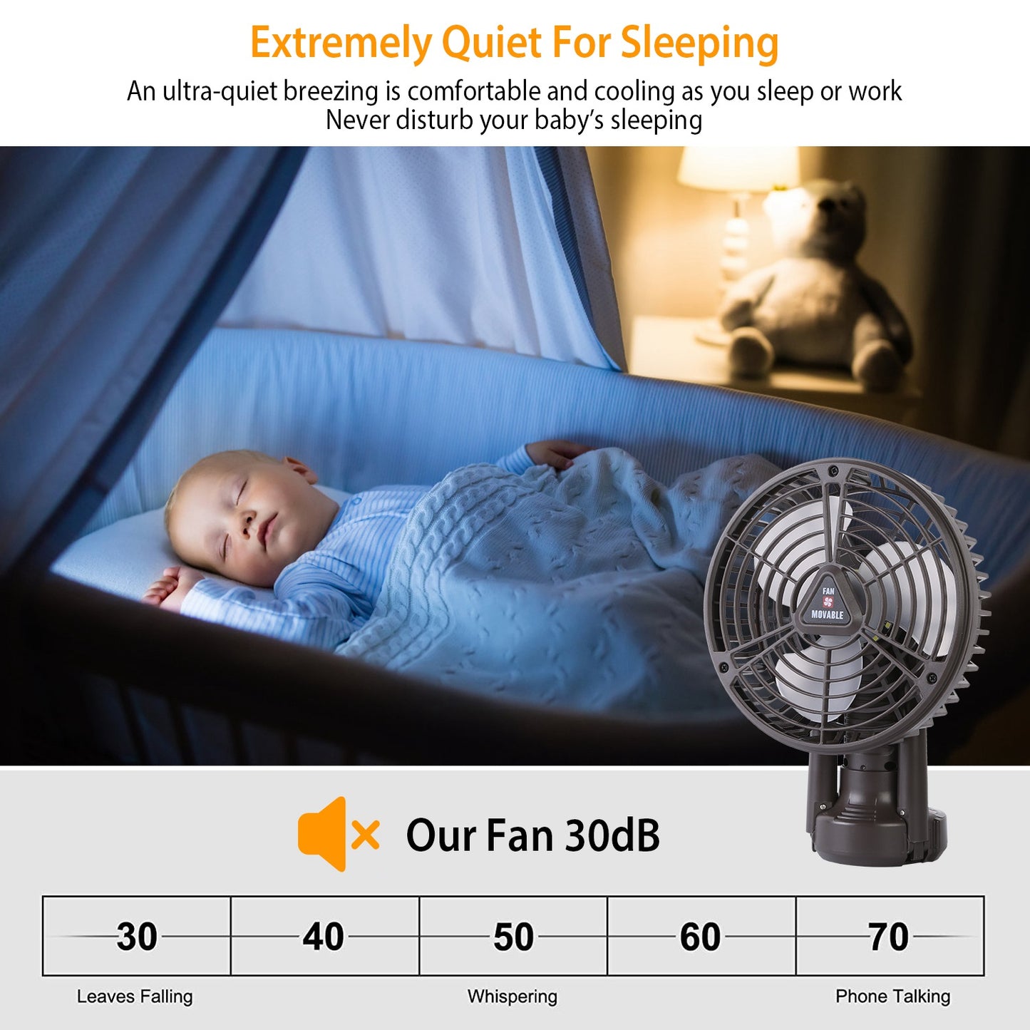 Portable Camping Fan with LED Light and Tripod Stand