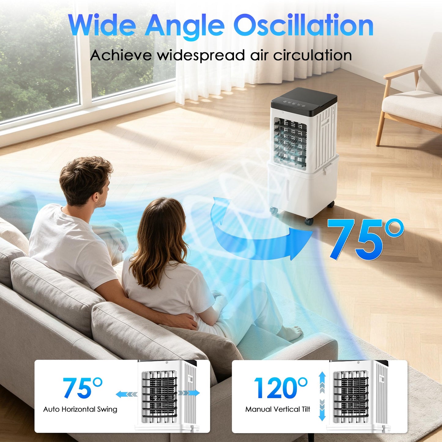 Portable Evaporative Air Cooler 12L with Remote & Timer