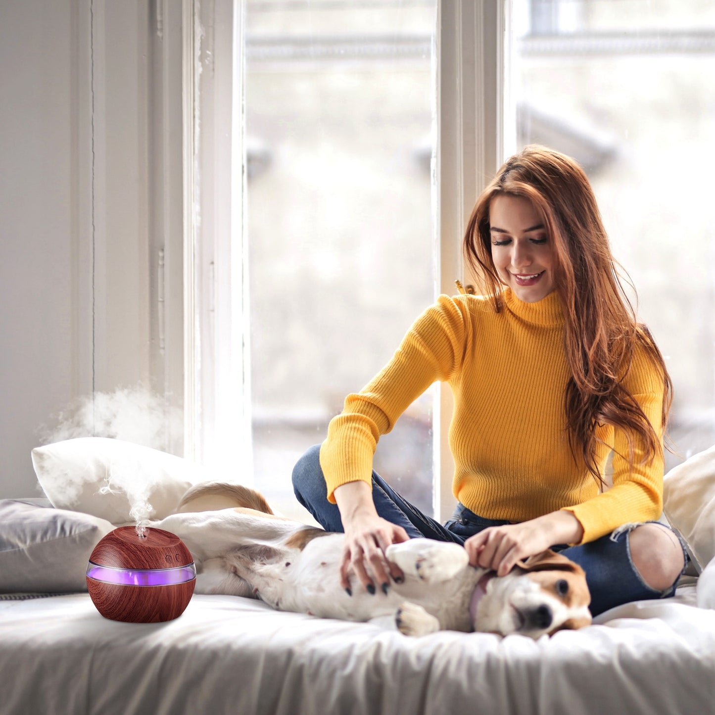 Ultrasonic Aroma Essential Oil Diffuser Wood Grain