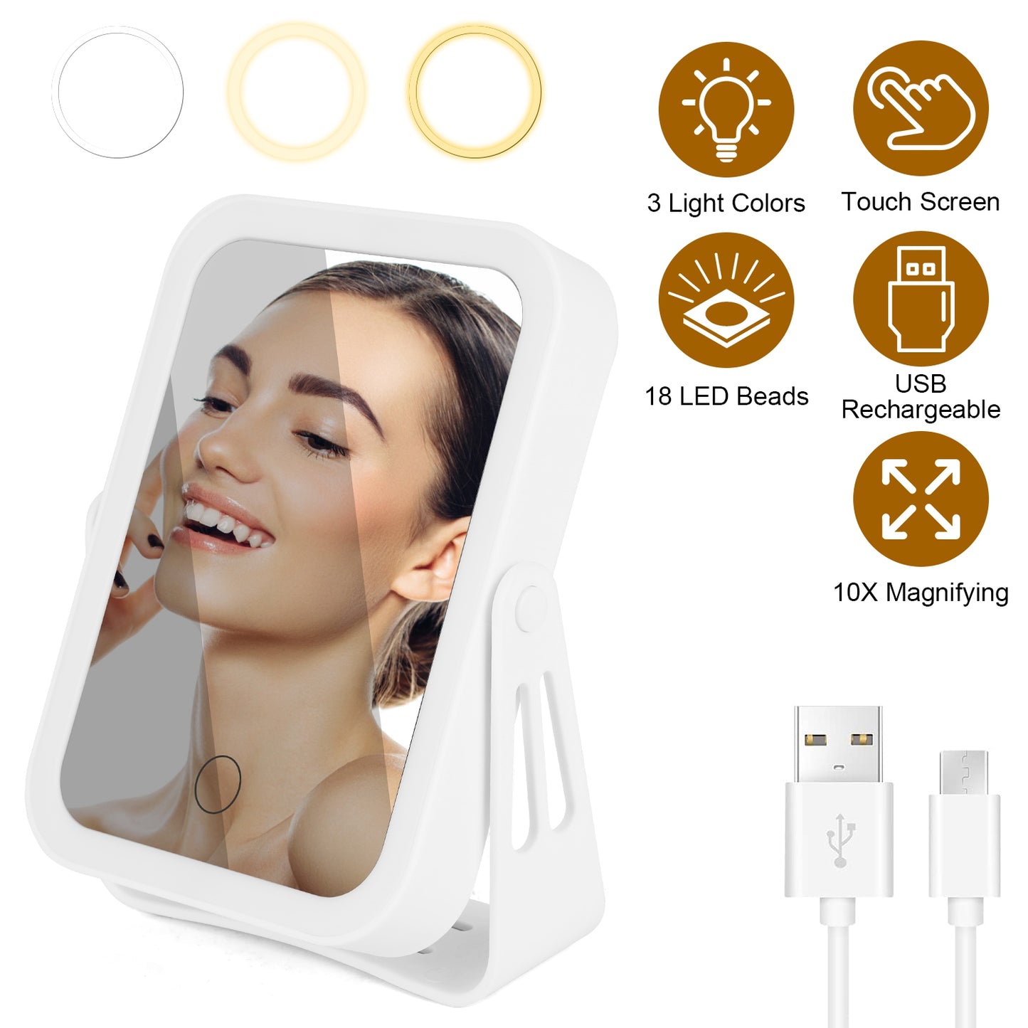 Rechargeable 10X Mirror with Lights