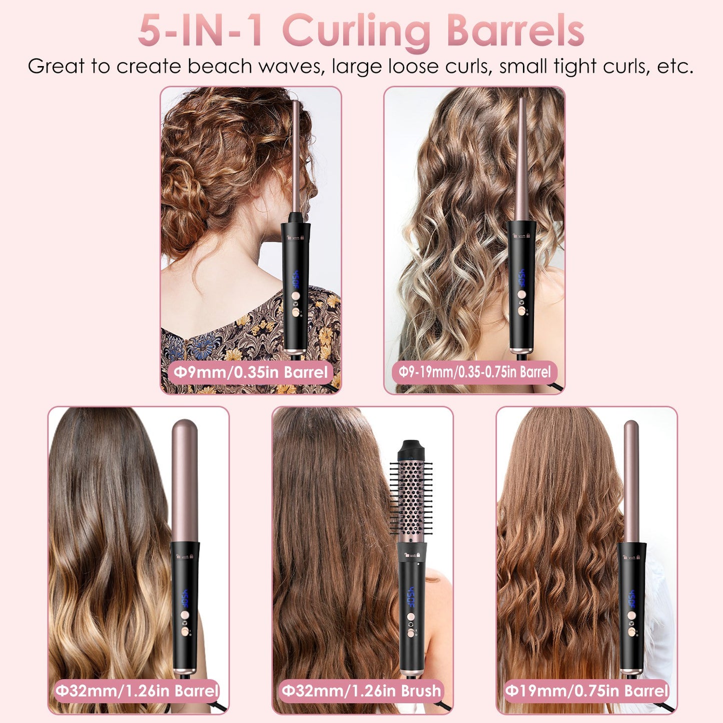 5 in 1 Curling Wand Hair Curling Iron Brush Hair