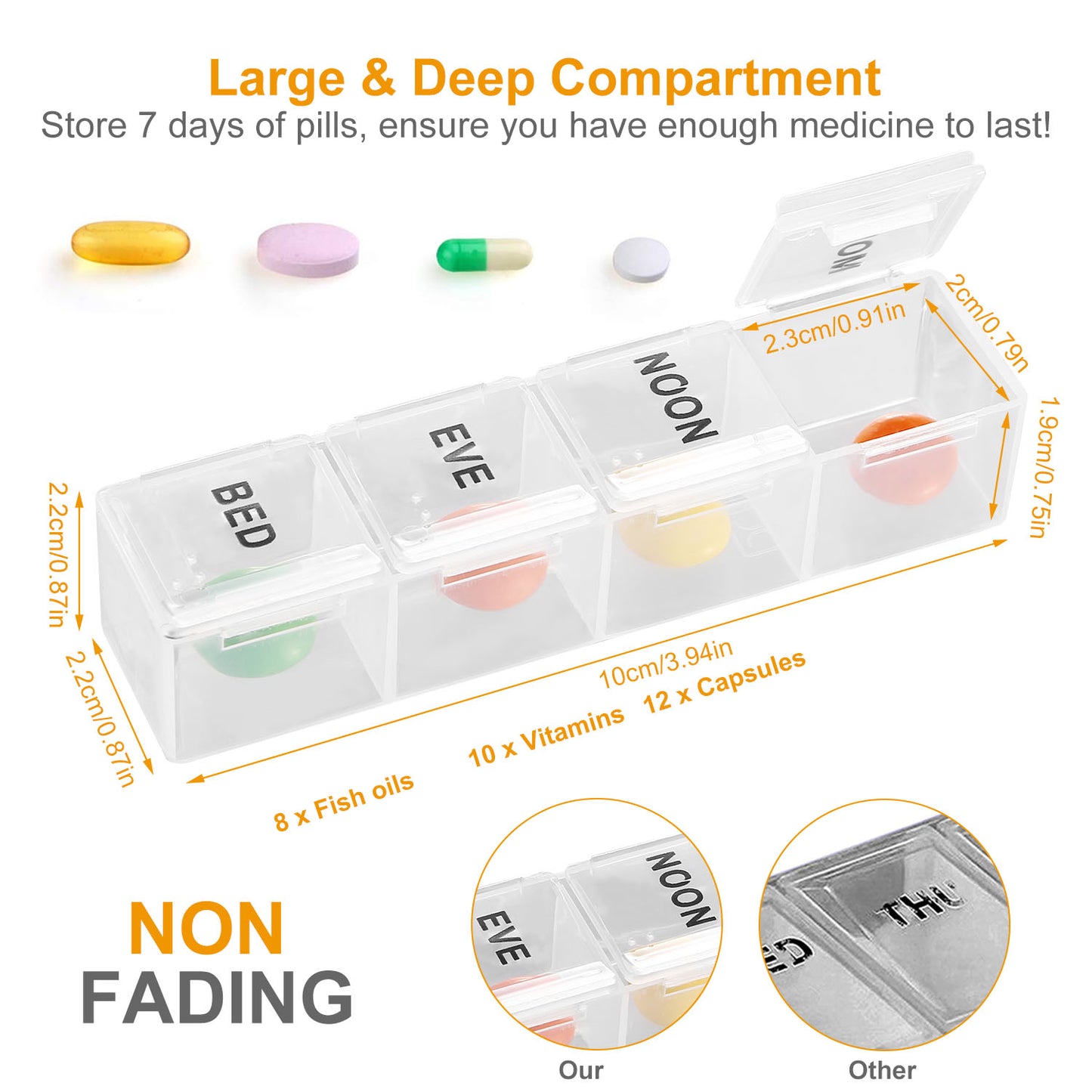 Weekly Pill Organizer AM PM Daily Medicine