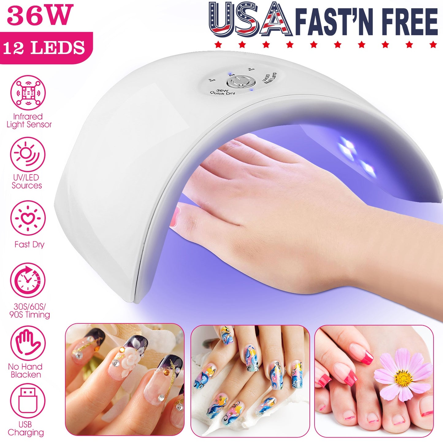 Portable UV Nail Gel Art Dryer