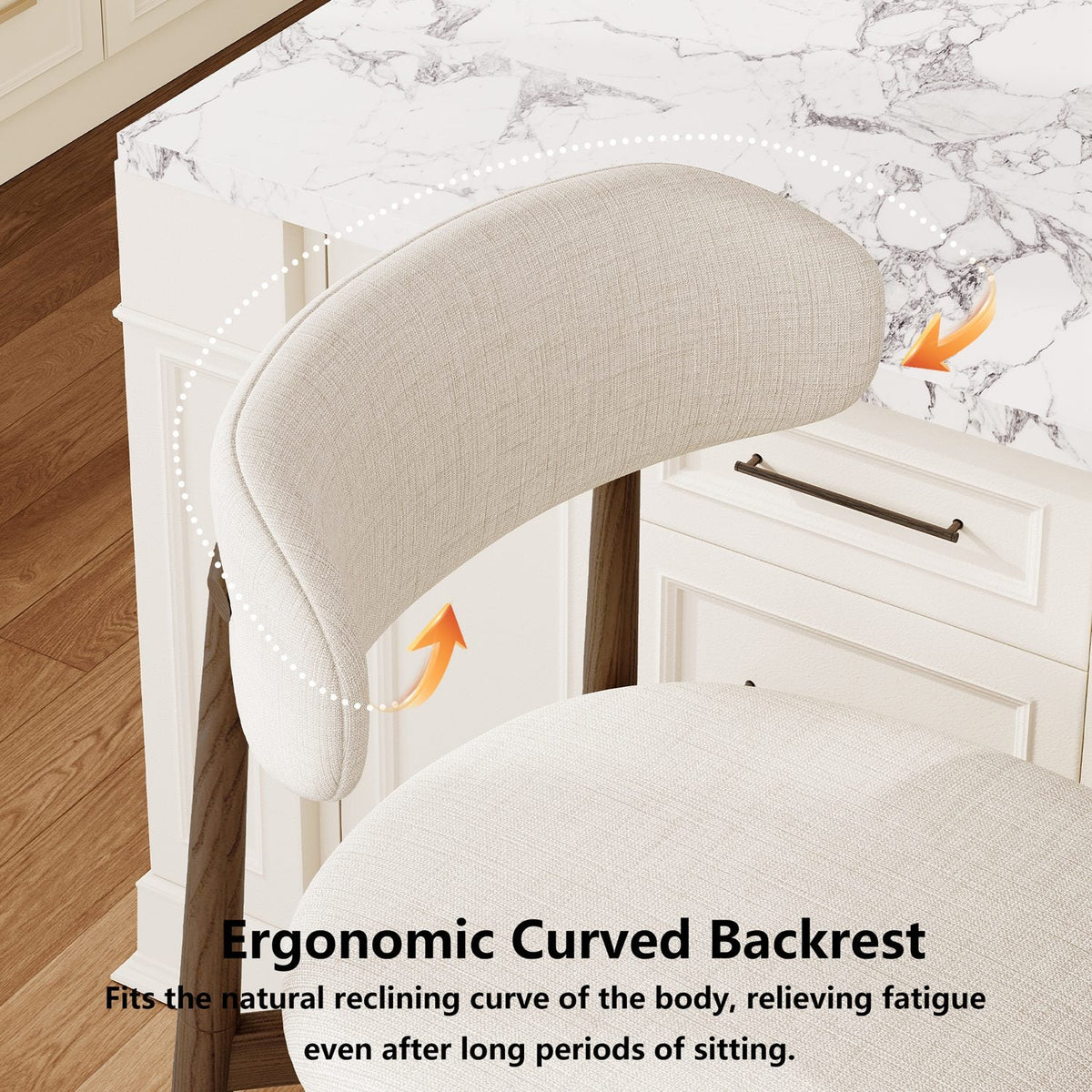 Counter Height Bar Stools Set of 2 with Curved Backrest