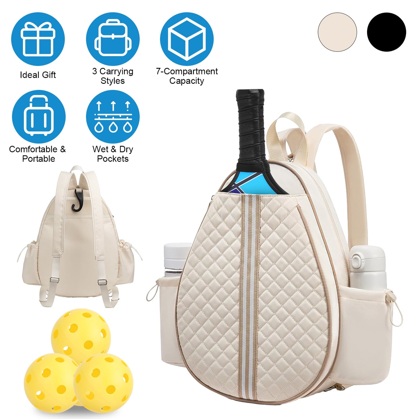 Pickleball Sling Bag with Wet Pocket & Fence Hook