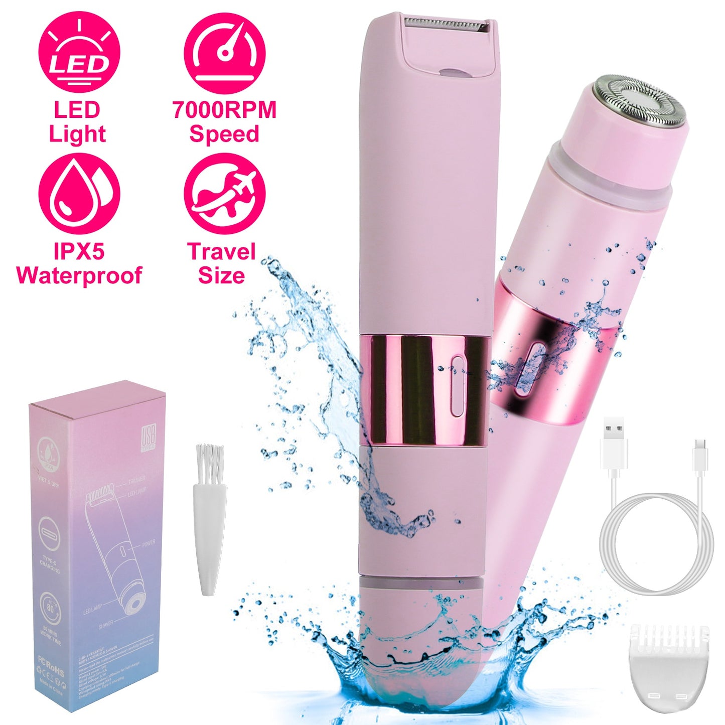 Cordless Waterproof Body Shaver for Women