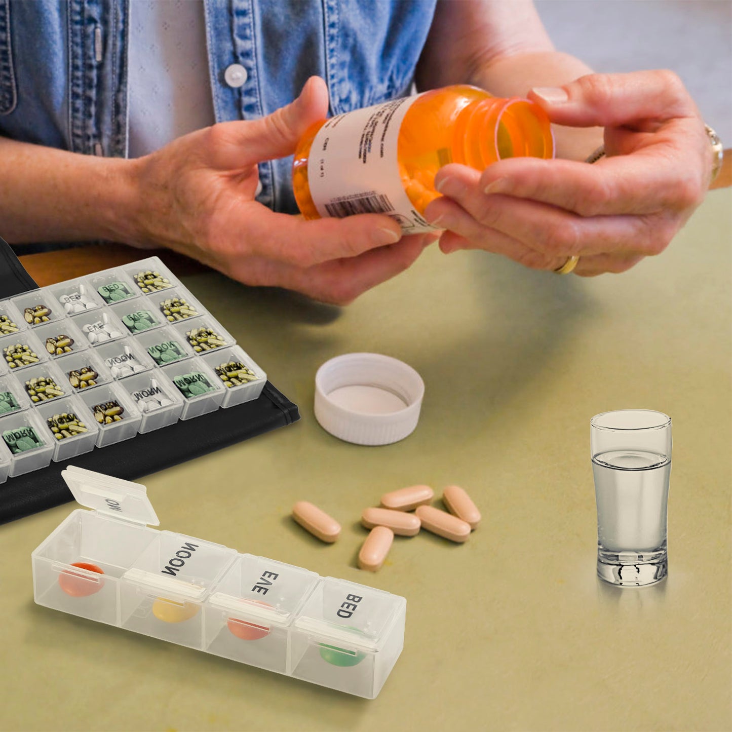 Weekly Pill Organizer AM PM Daily Medicine
