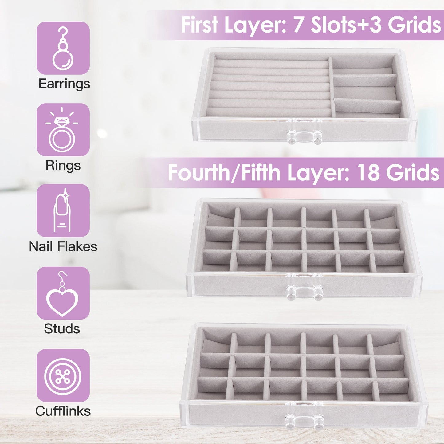 Clear Acrylic Jewelry Box Organizer