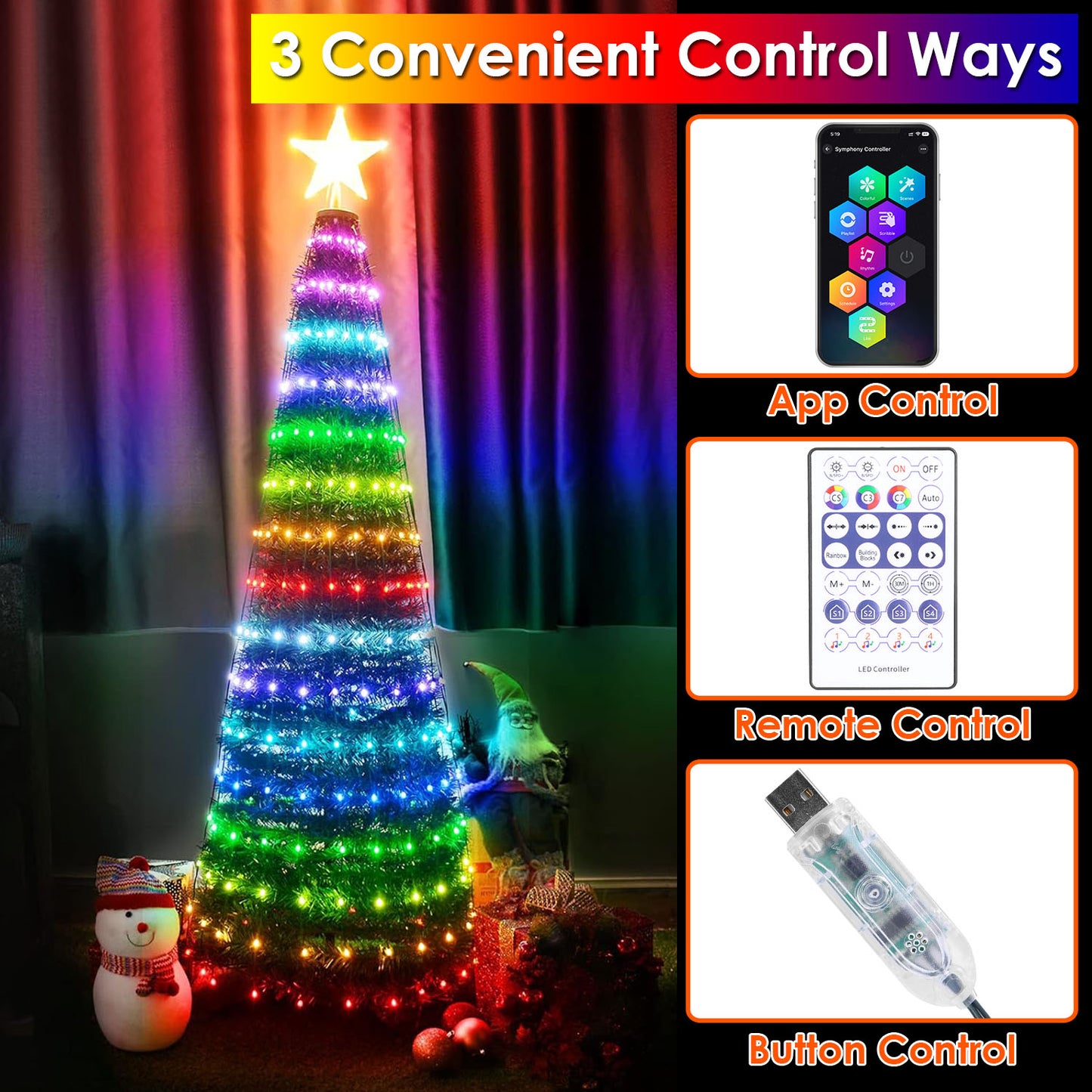 LED Christmas Tree Light 4.9FT with App & Remote Control