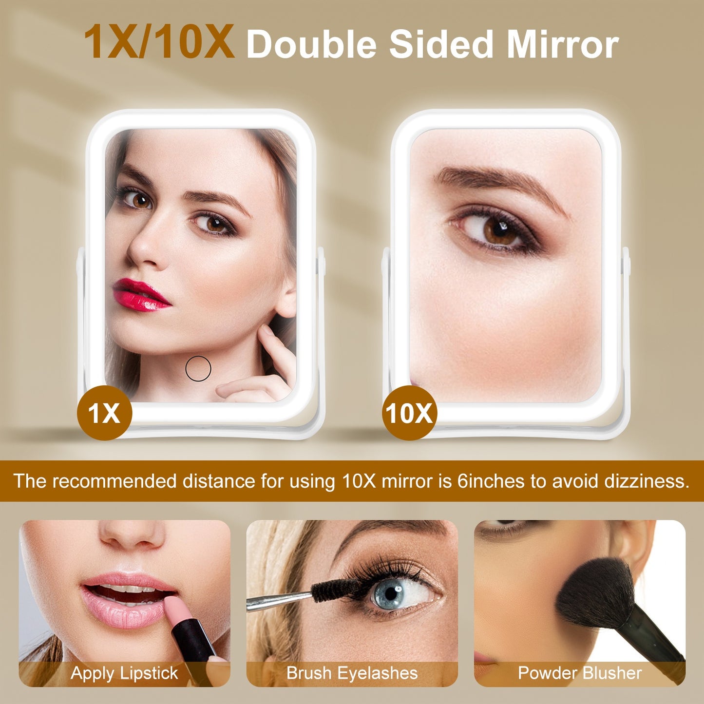 Rechargeable 10X Mirror with Lights