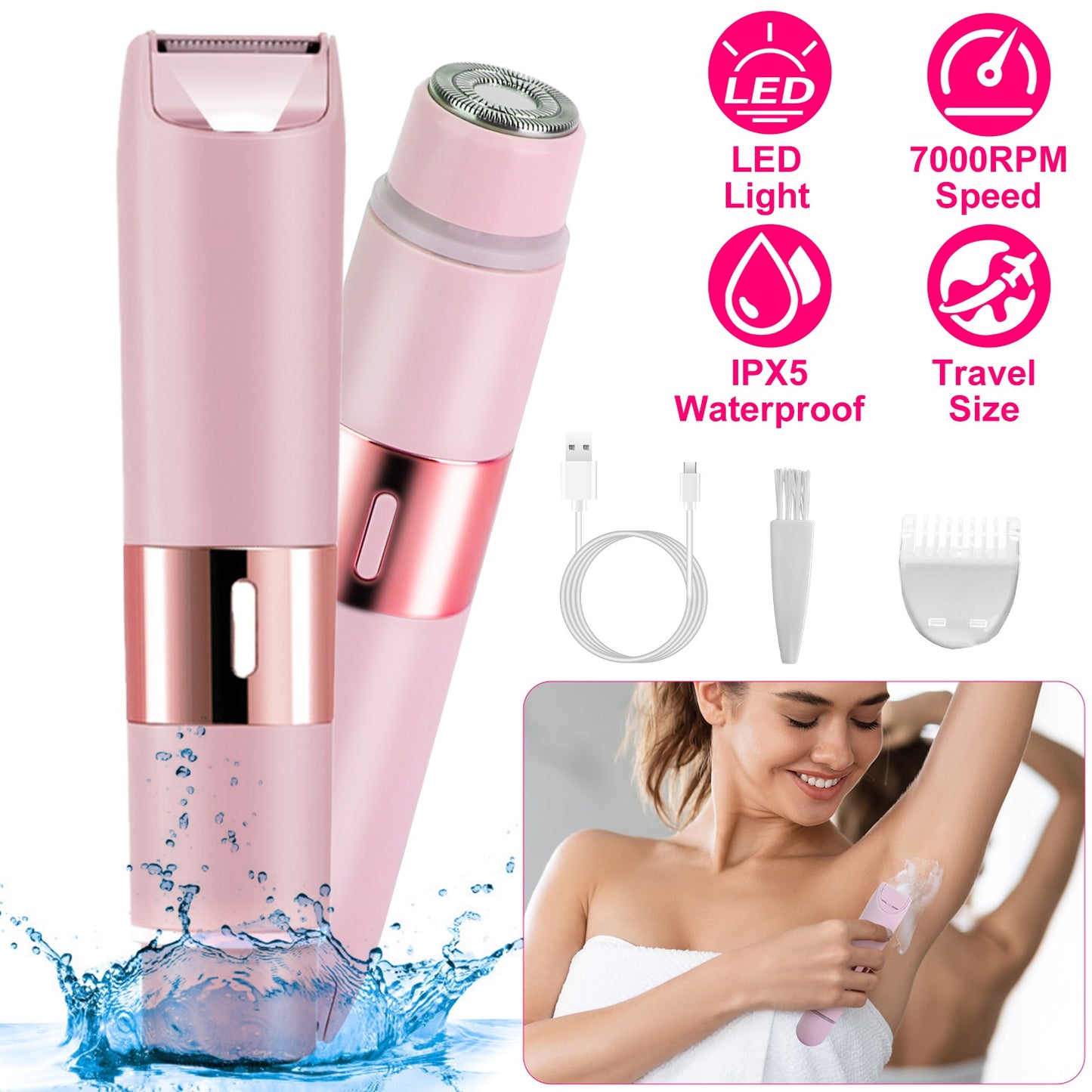 Cordless Waterproof Body Shaver for Women
