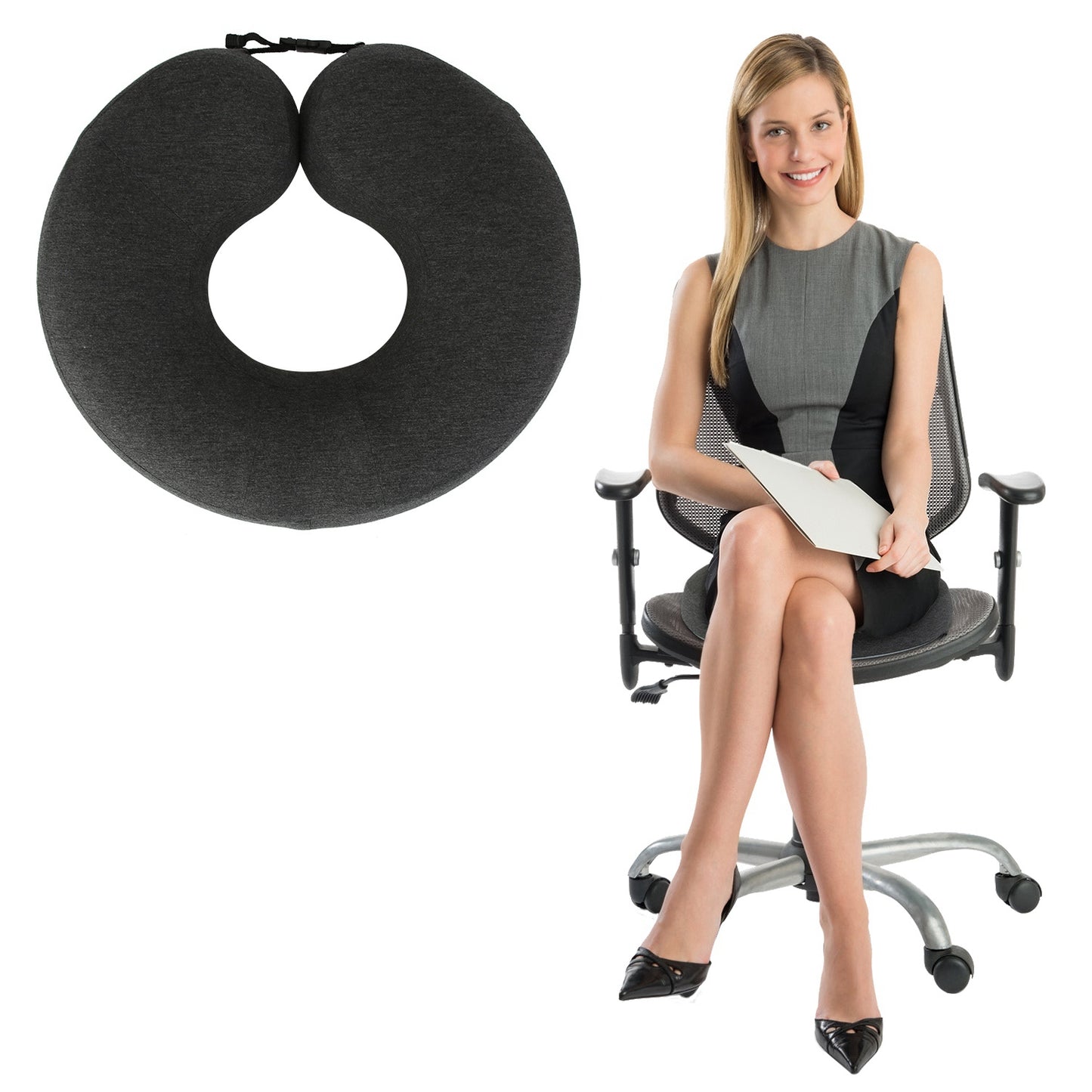 Donut Pillow Seat Cushion Memory Foam Donut Chair Cushions Ergonomic Seat Cushion Pad for Coccyx Prostate Sciatica Pelvic Floor Pressure Sores Office