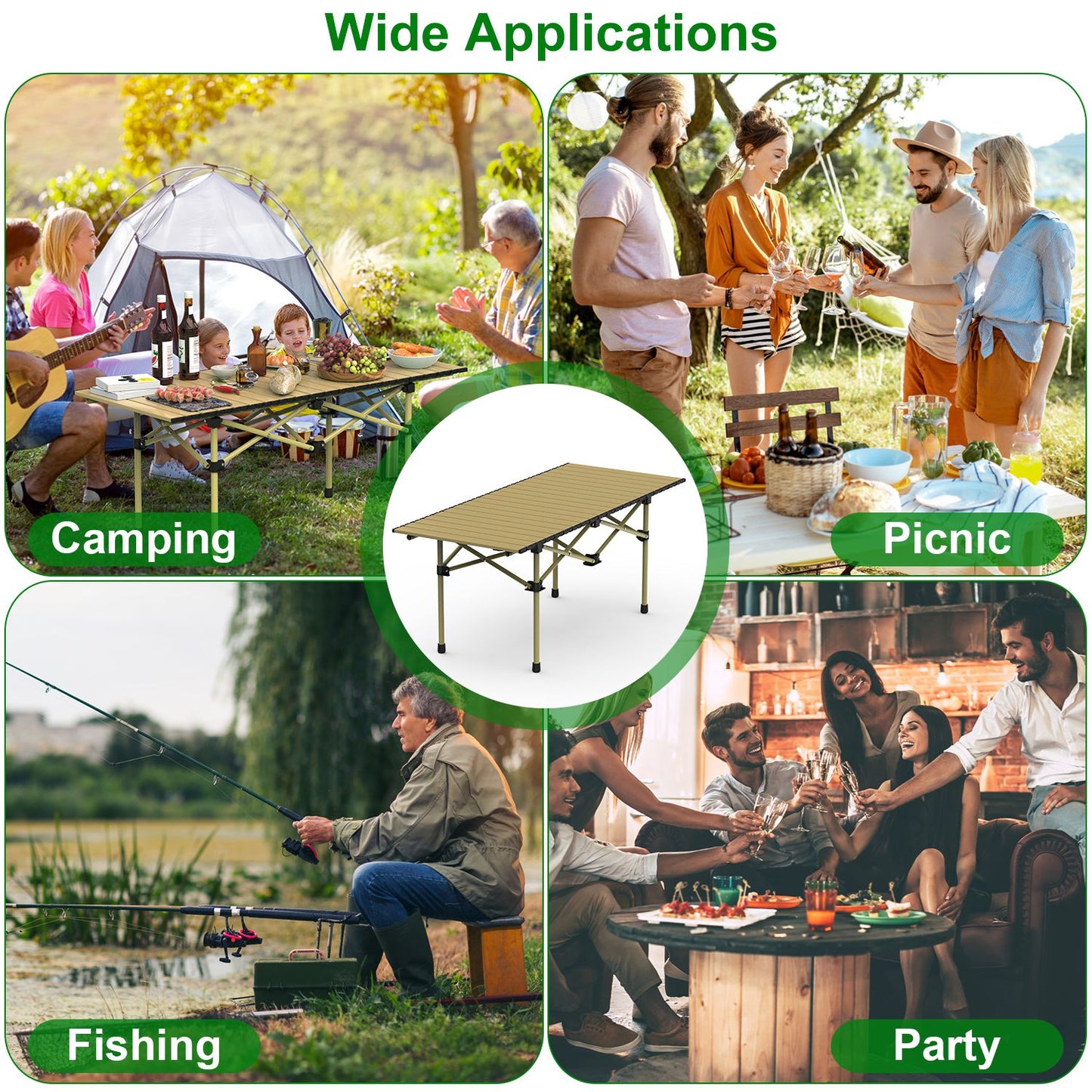 Folding Camping Table with Carry Bag - Lightweight Carbon Steel