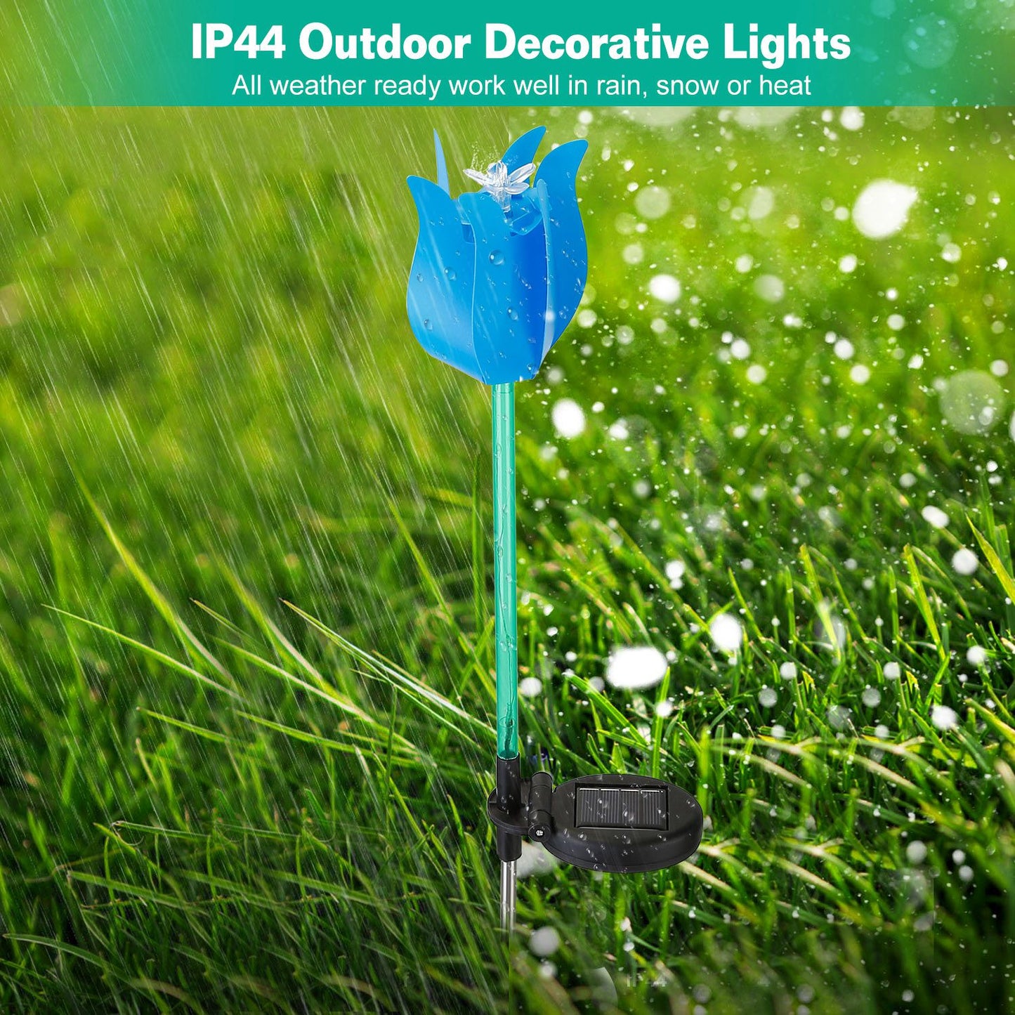 Solar Powered Tulip Garden Stake Light with Windmill