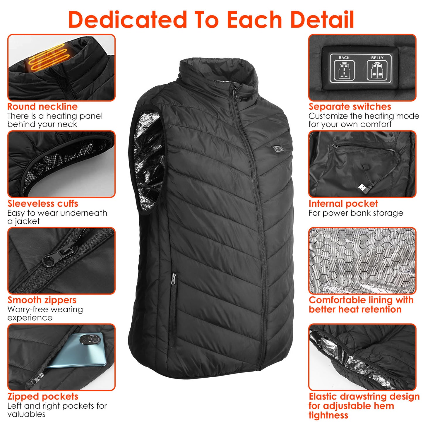 Heated Vest Electric USB Jacket Men Women