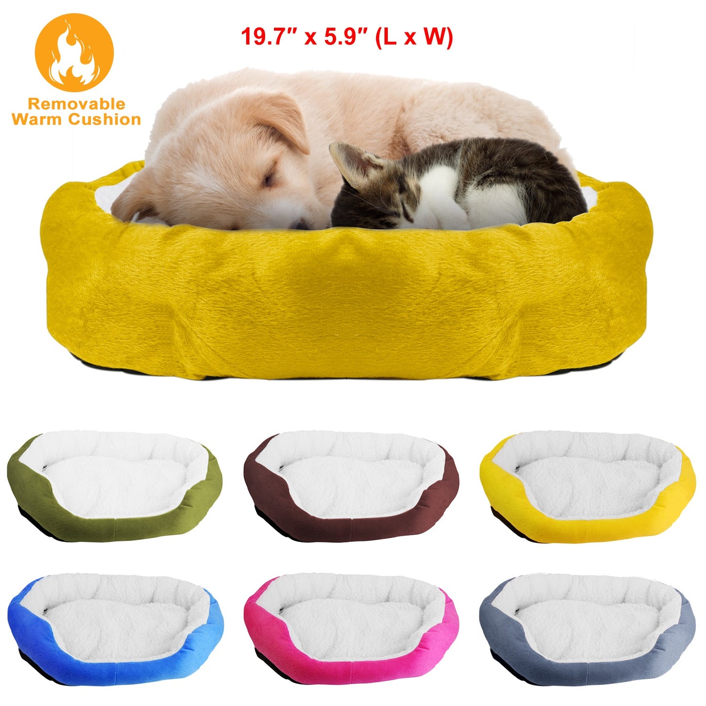 Soft Fleece Dog Bed with Reversible Cushion for Small Pets