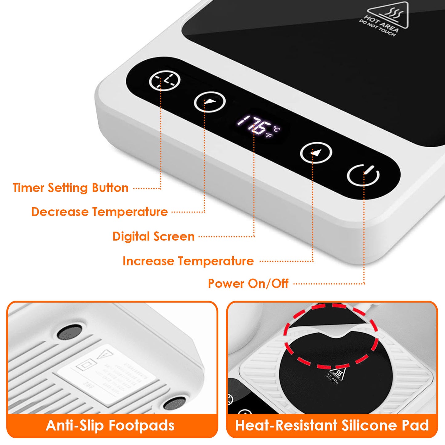 Electric Mug Warmer with 6 Temperature Levels & Auto Shut-Off