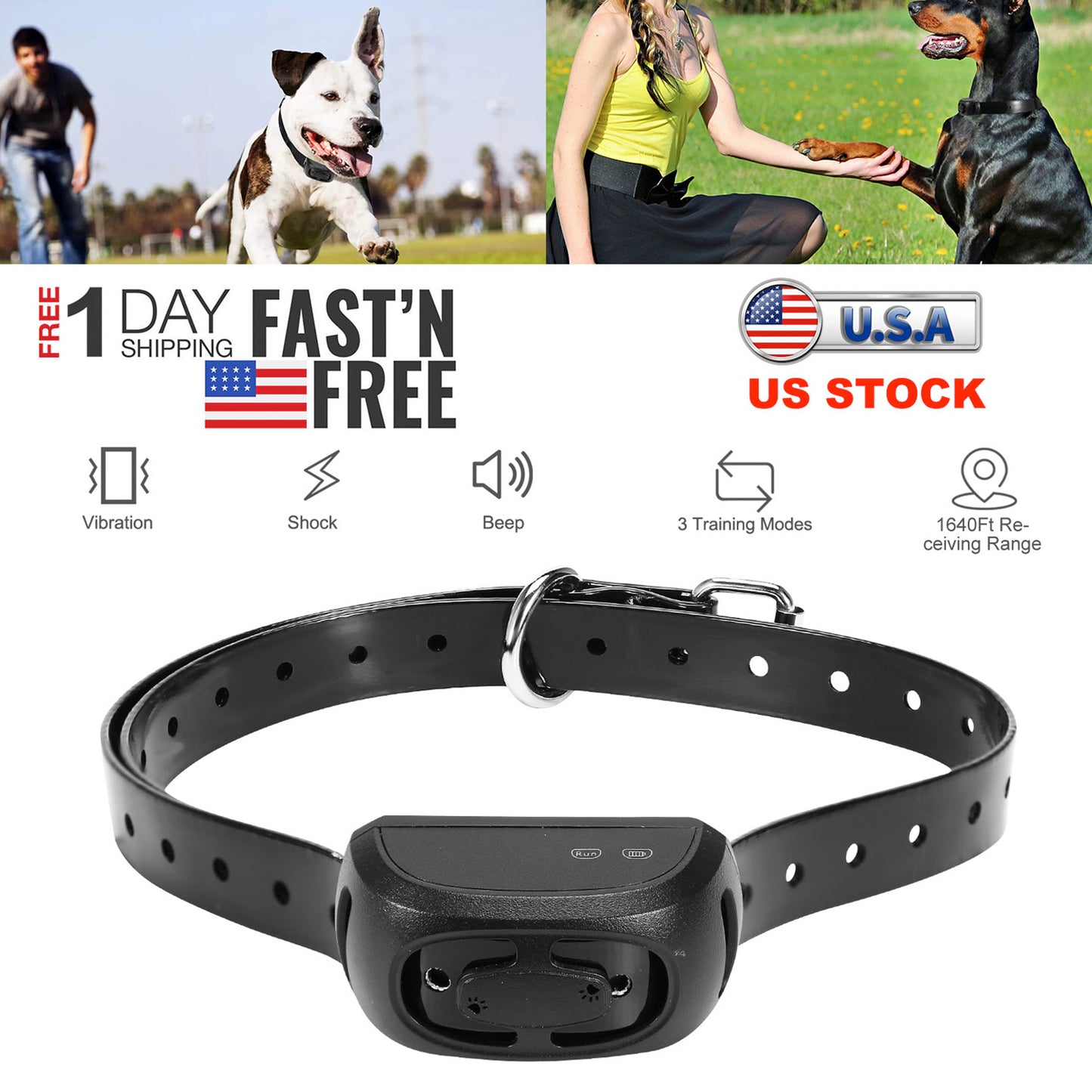 Dog Training Collar Receiver with 9 Levels & IP67 Waterproof