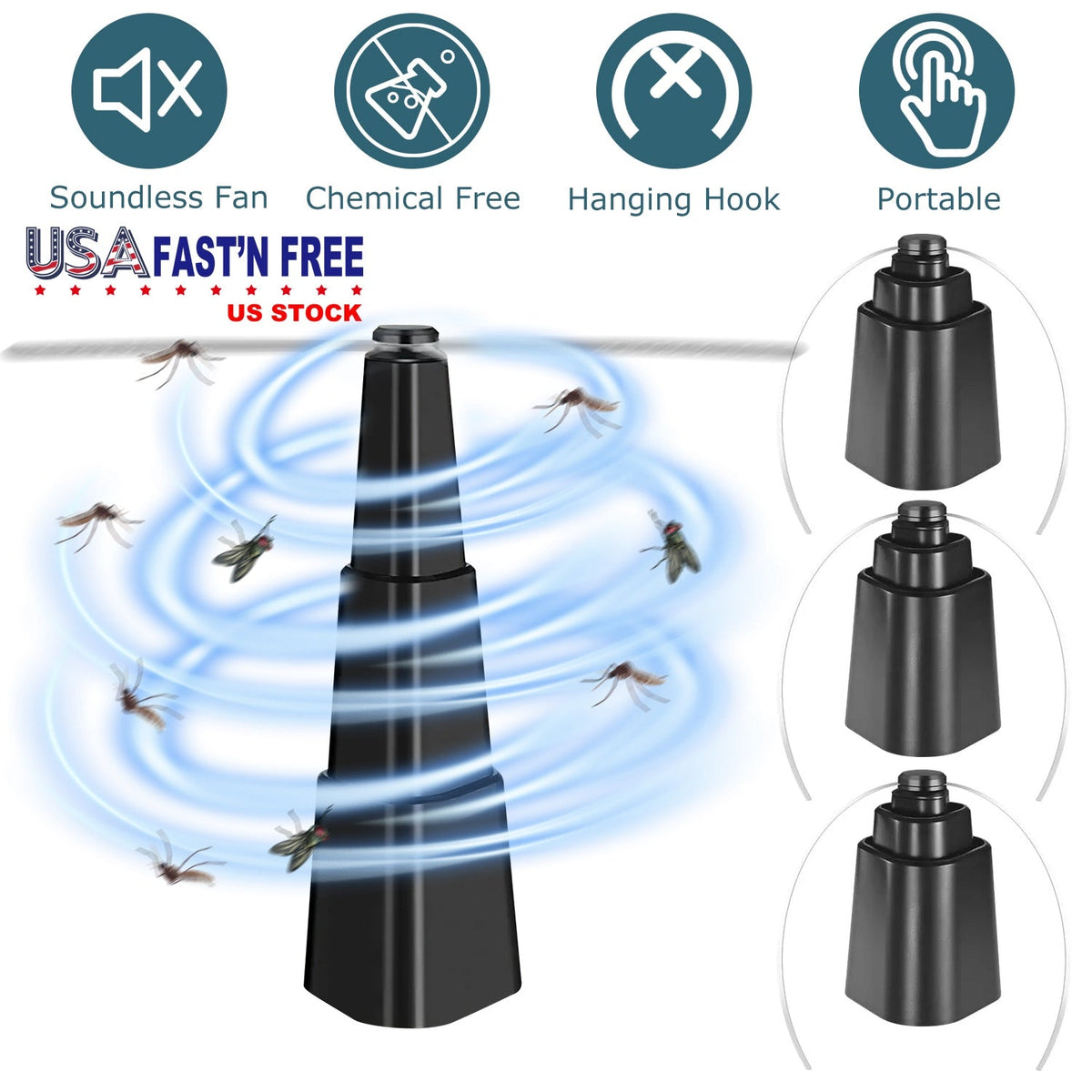 4Pcs Fly Repellent Fan Table Top Battery Powered Bug Deterrent Fan Hanging Food Fans for Party BBQ Picnic Camping