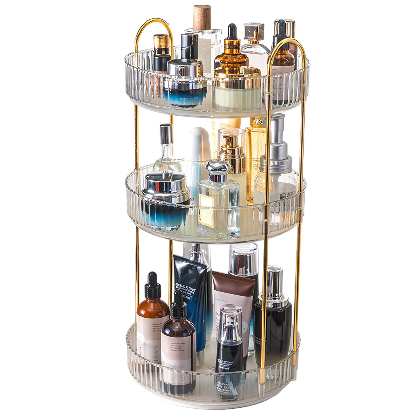 3-Tier Rotating Makeup Organizer with 360° Spin