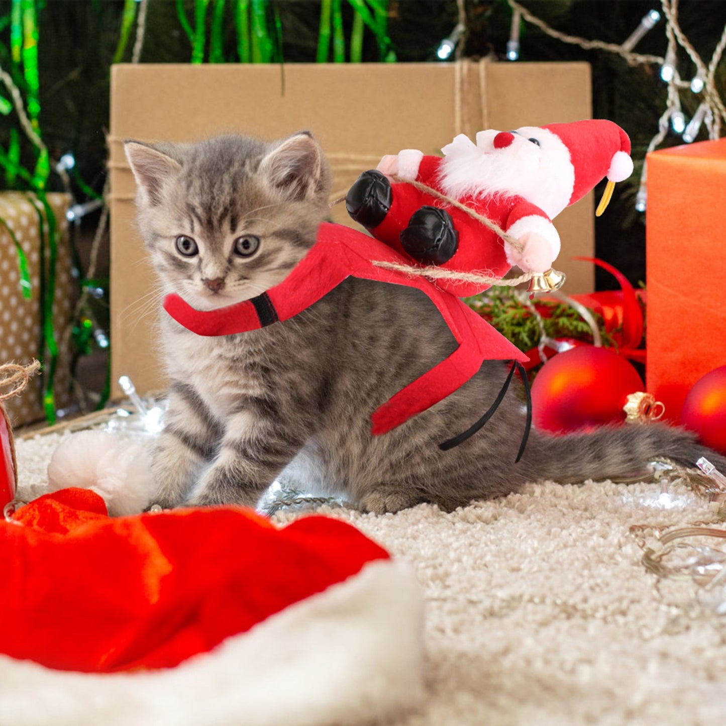 Dog Christmas Costume with Riding Santa Claus Design