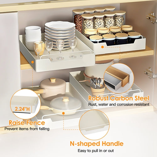 Pull Out Cabinet Organizer with Adhesive Slides - 11.93"W