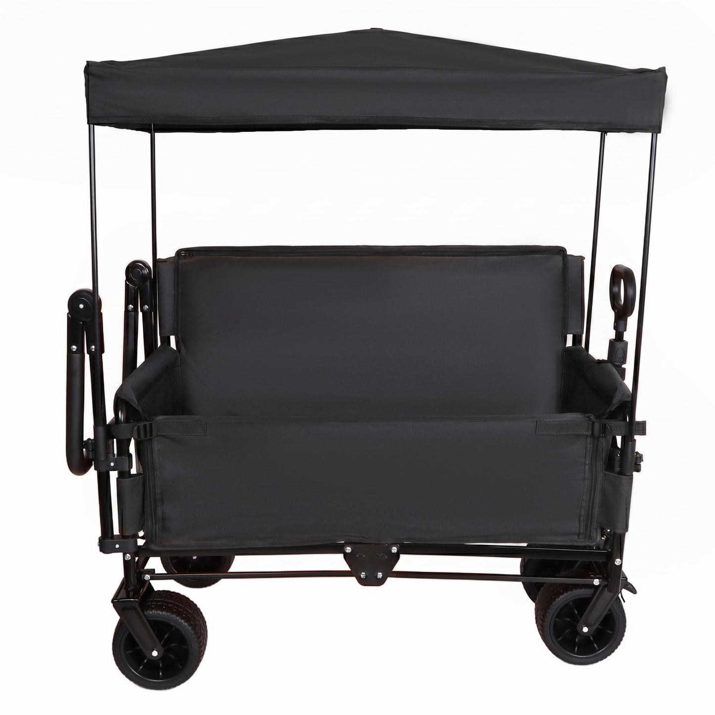 Folding Wagon Cart with Bench Seat & Canopy - 500lbs Capacity