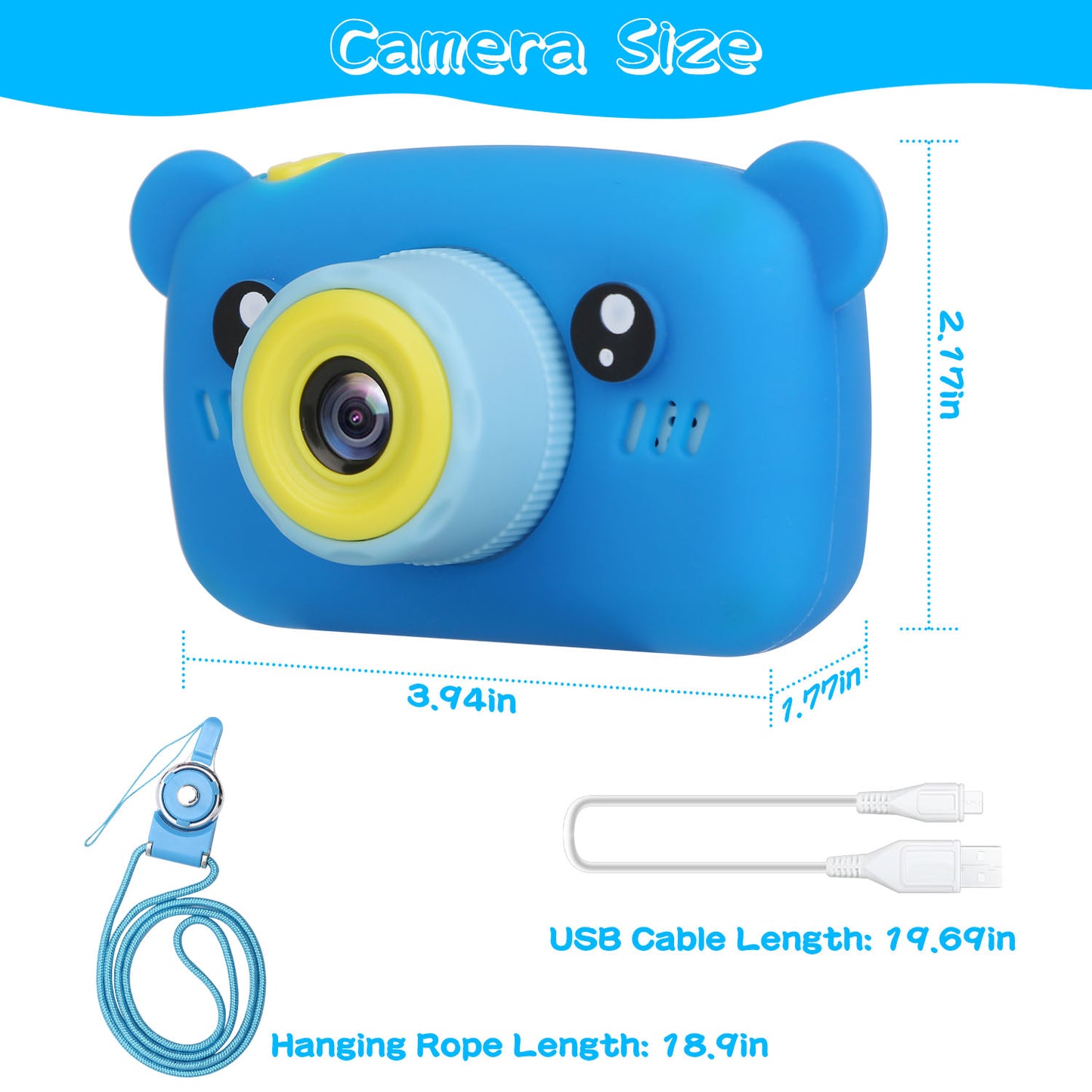 Kids Digital Camera with 2.0" Screen and 32GB Card
