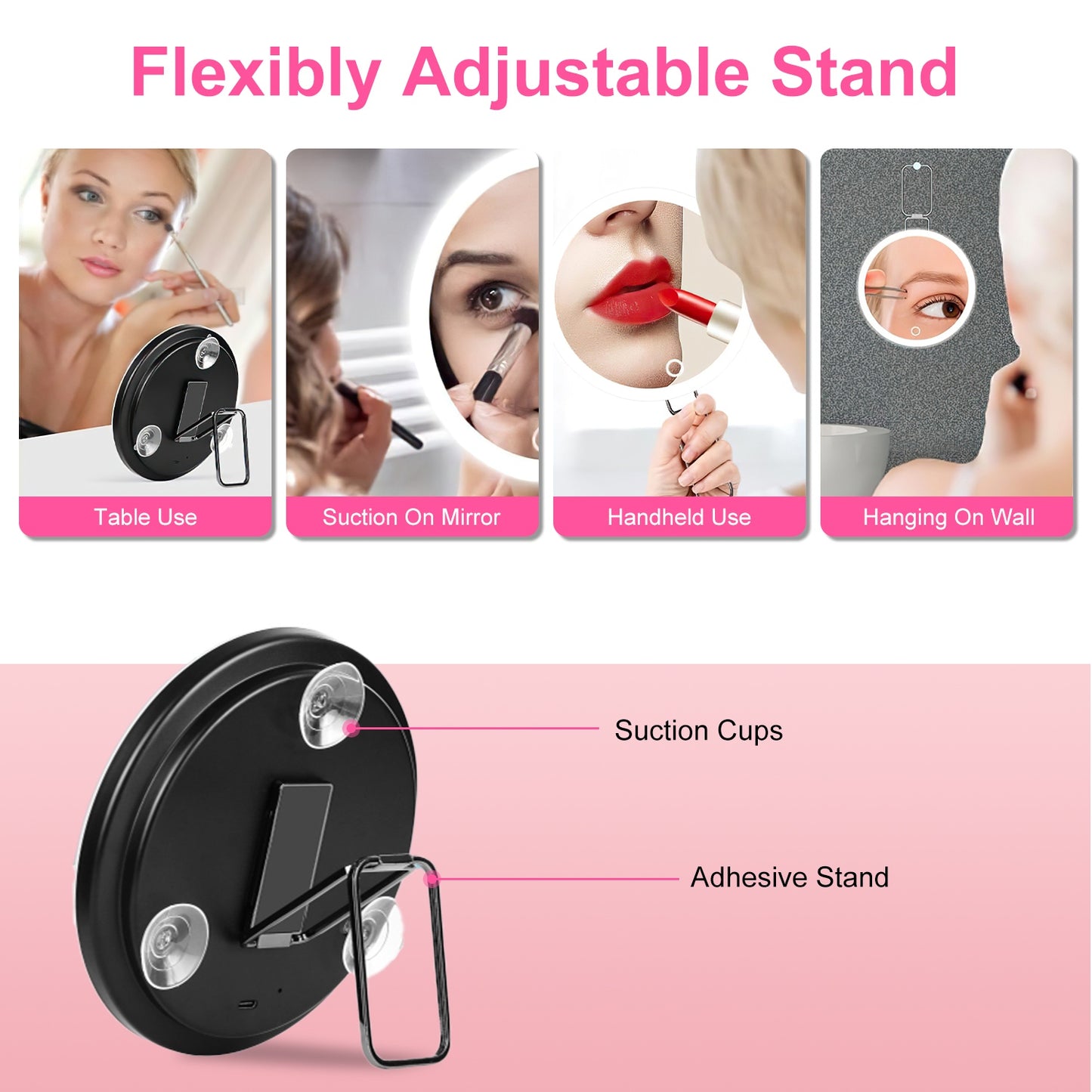 30X Magnifying Mirror With Light 3 Colors